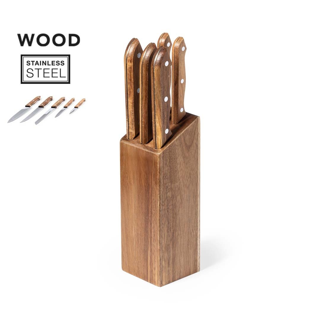 Set de couteaux, acier inoxydable et bois WHEELER