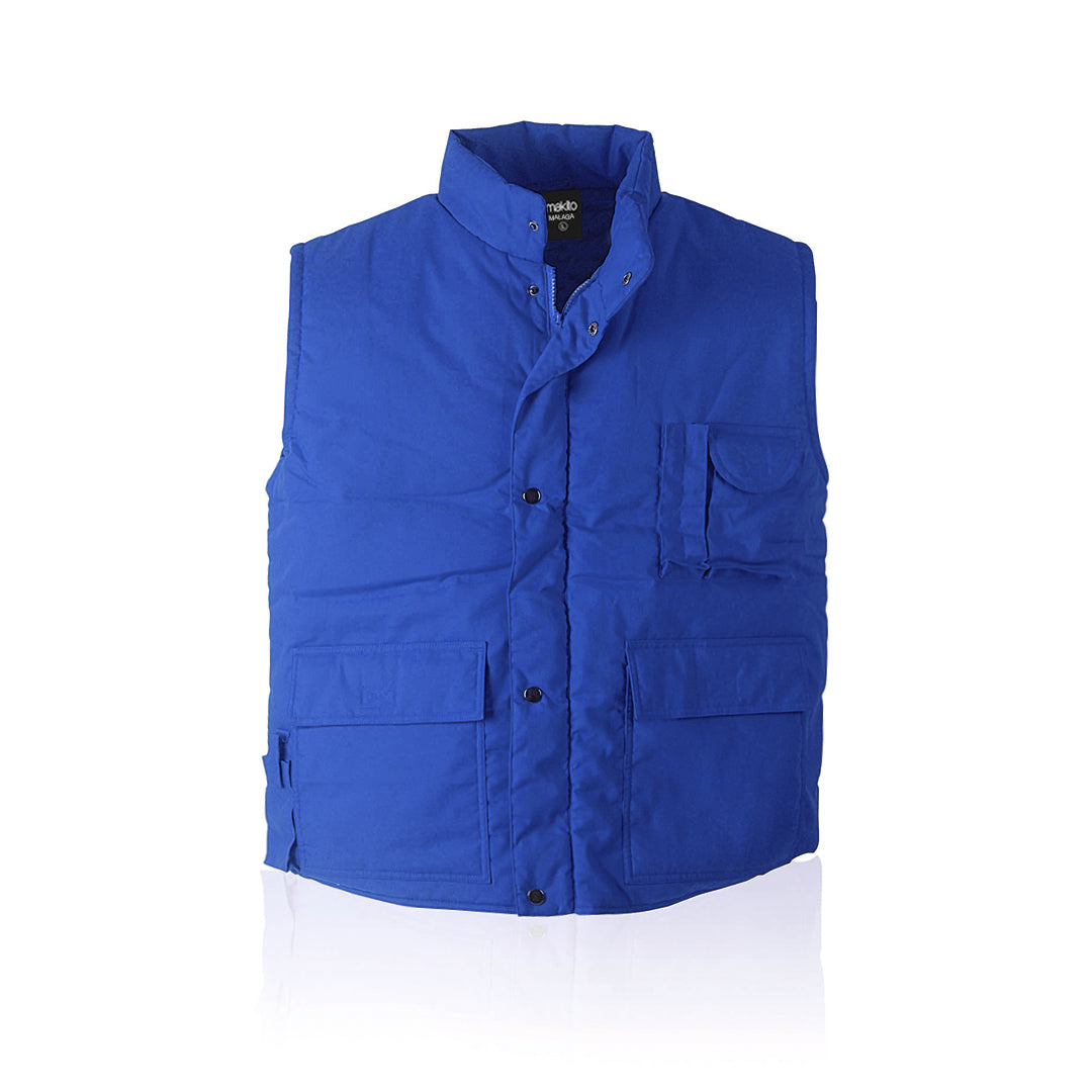 gilet bleu vu de face sans manche
