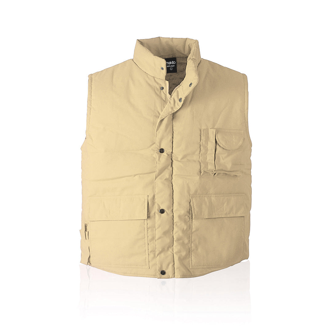 Gilet beige de face avec 3 poches