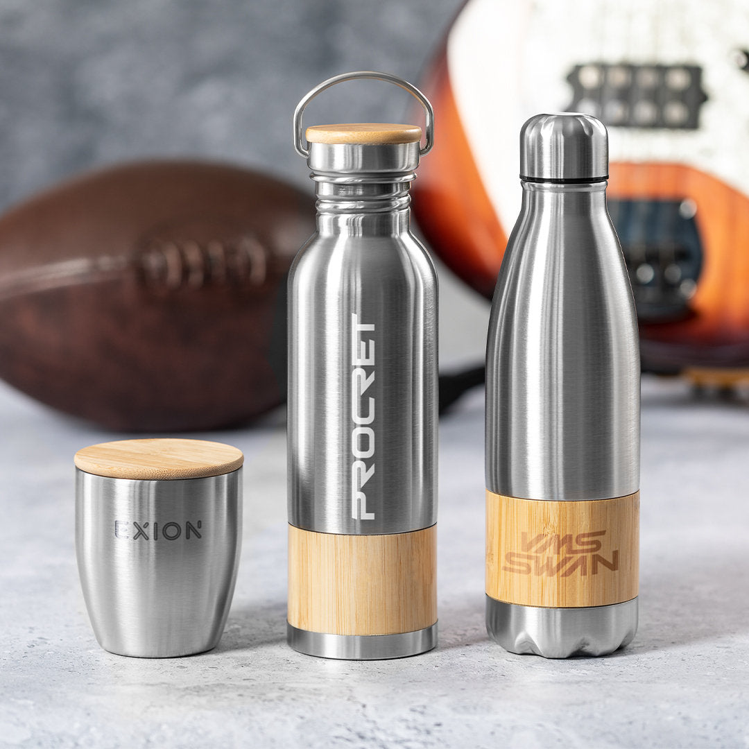 Gourde 800ml inoxydable bande bambou GAUCIX