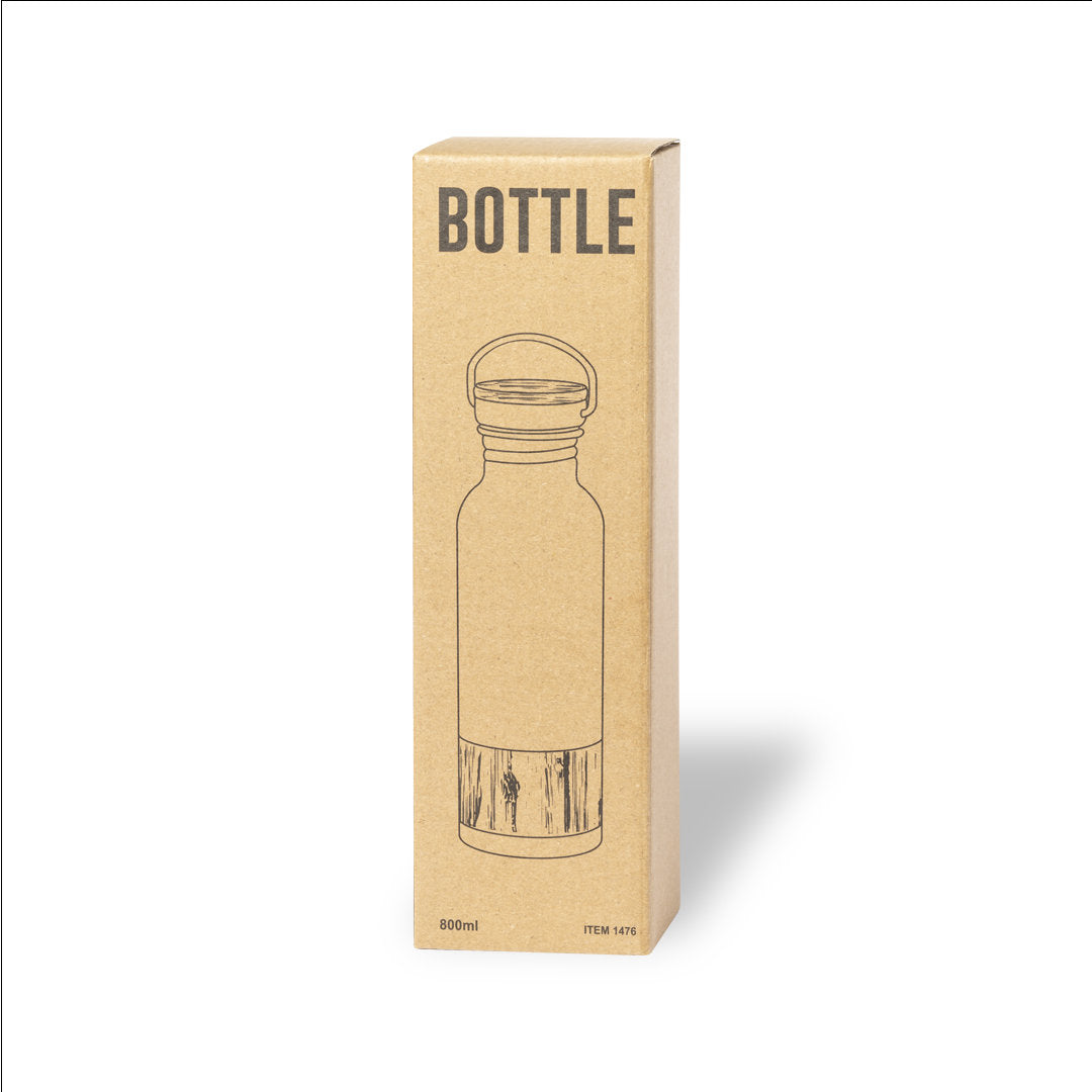 Gourde 800ml inoxydable bande bambou GAUCIX
