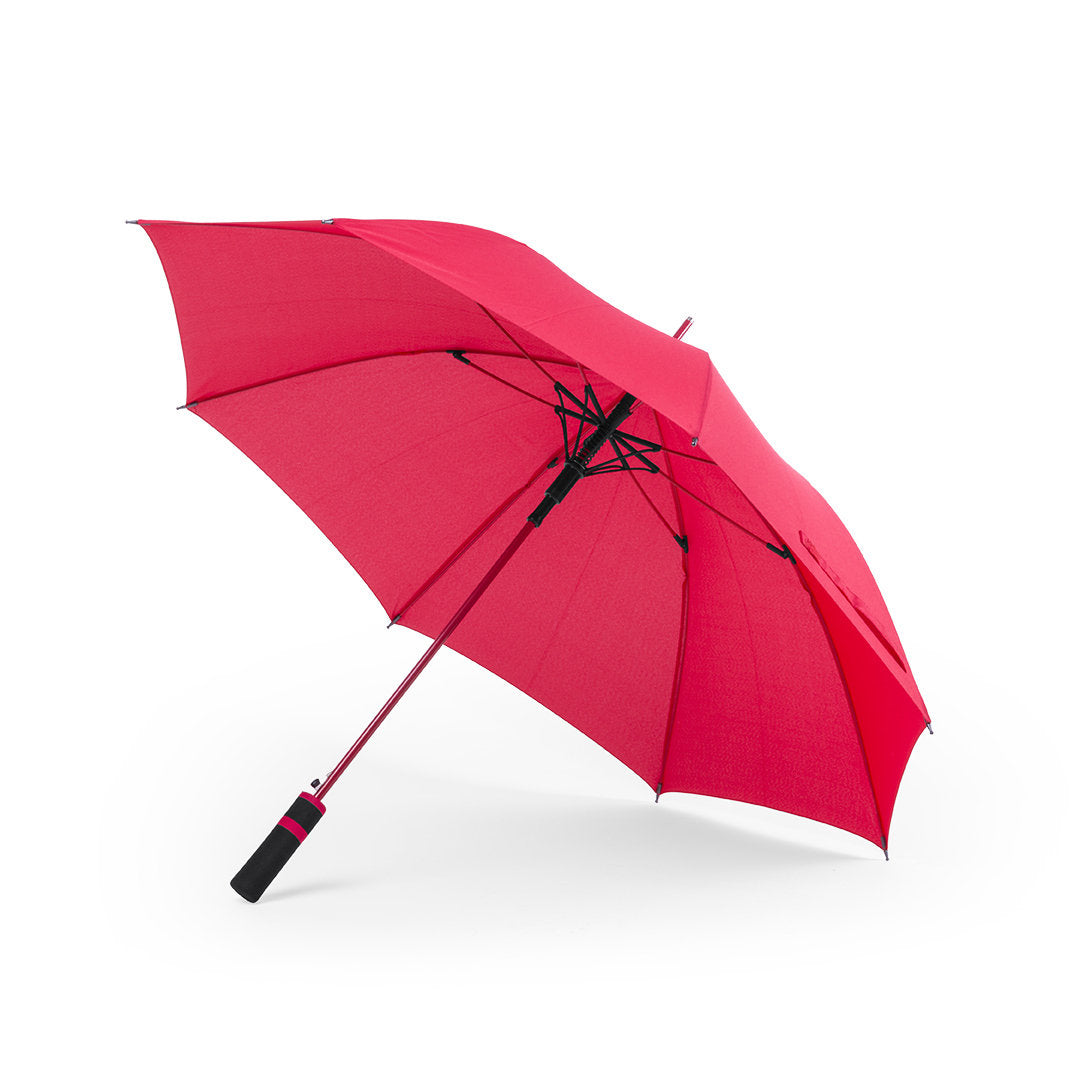 Parapluie 23" automatique, système anti-vent, poignée en mousse bicolore.