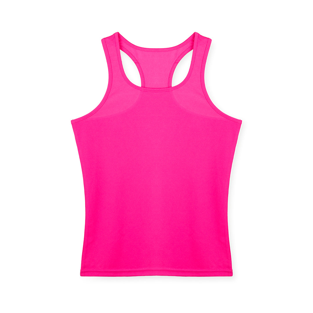 débardeur rose à bretelles pour femme sur fond blanc