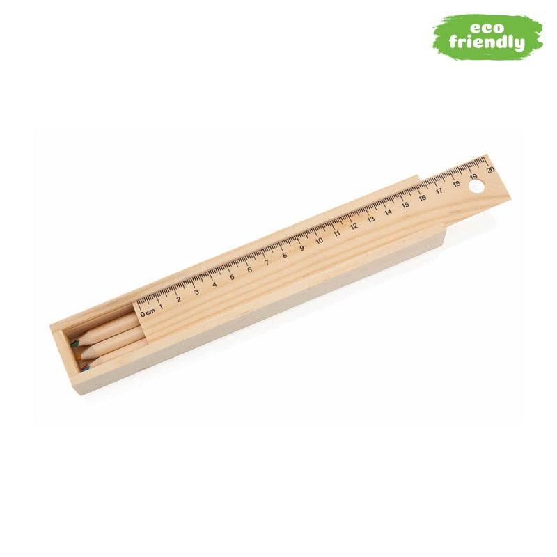 Boite De 6 Crayons Dans Un Étui En Bois Naturel Dragon Standard Boites À