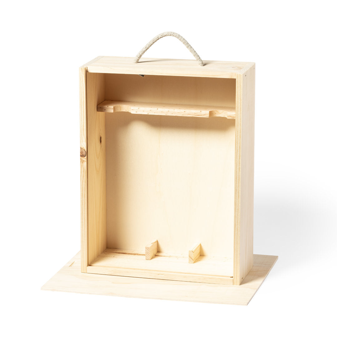 Coffret de présentation haut de gamme pour 2 bouteilles en bois naturel DORKUS