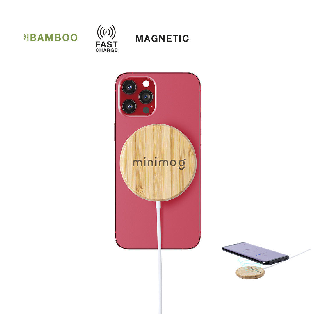 Chargeur magnétique sans fil de 10w en bambou
