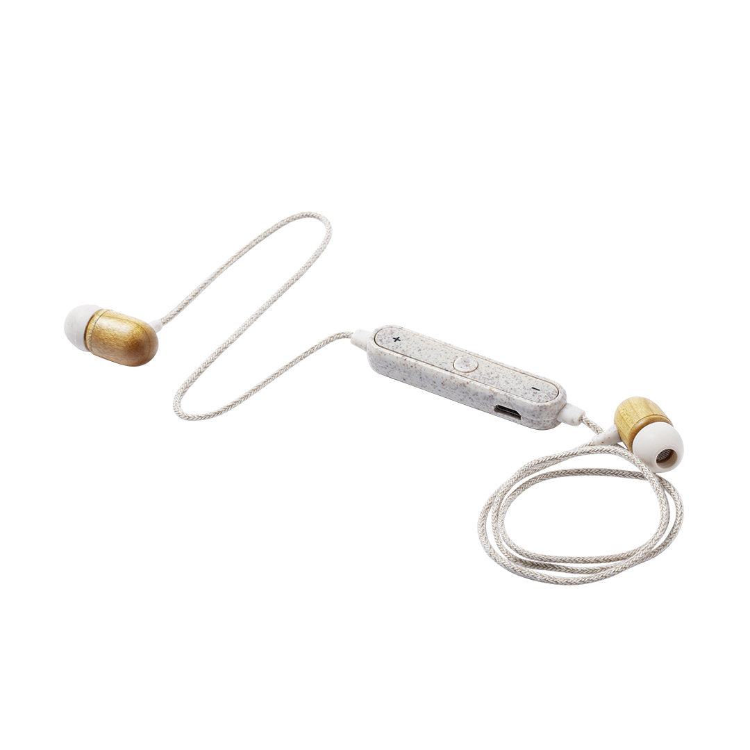 Écouteurs bluetooth 5.0 en paille de blé, abs, bambou et chanvre LATTIMER