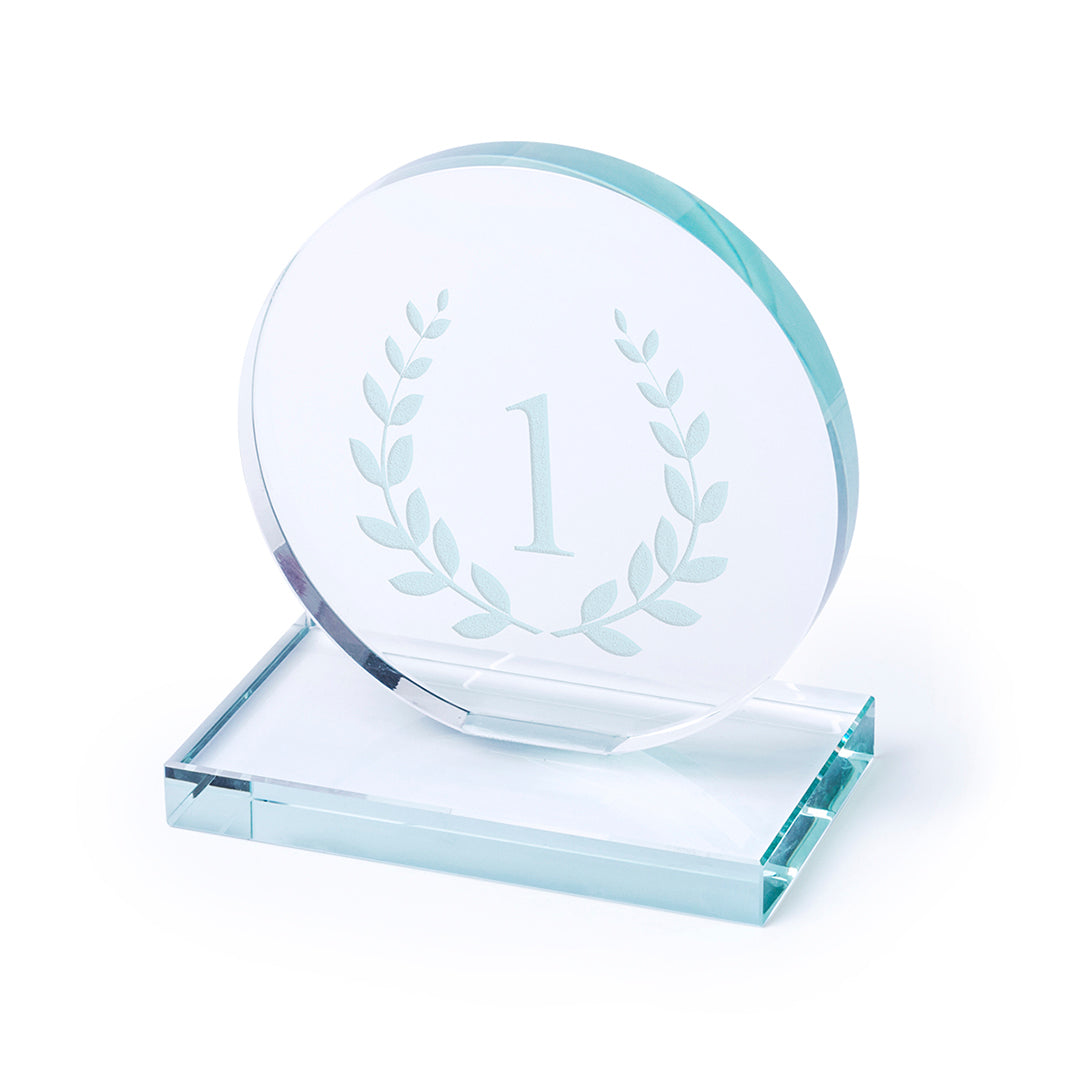 Plaque trophée en verre épais ronde OWEN