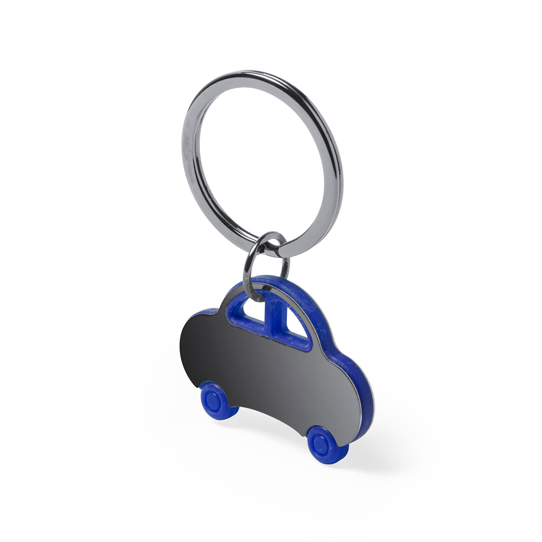 Porte-clés bicolore avec forme de voiture, corps en acier