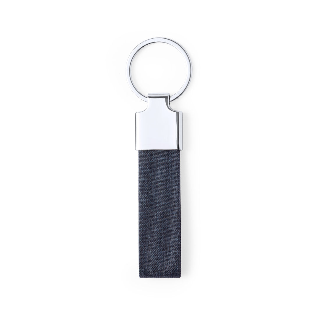 Porte-clés avec ruban en polyester RPET 300D et accessoire chromé BRANIS