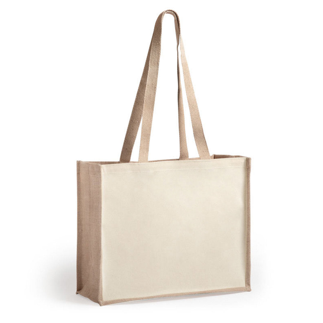 Sac durable en jute et coton laminé, conçu pour une utilisation quotidienne avec une résistance jusqu'à 12 kg personnalisable logo entreprise