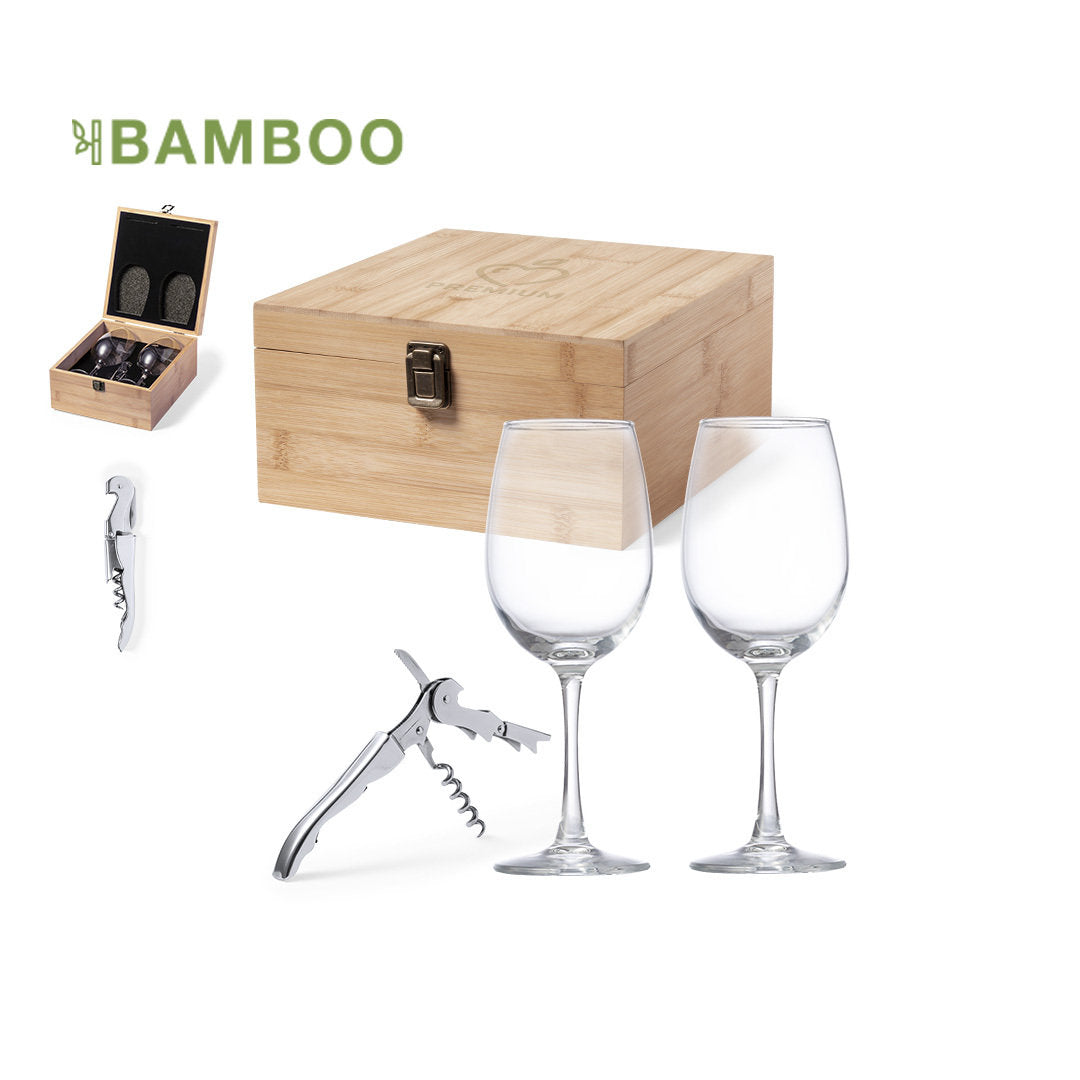 set service à vin en bambou personnalisable logo entreprise