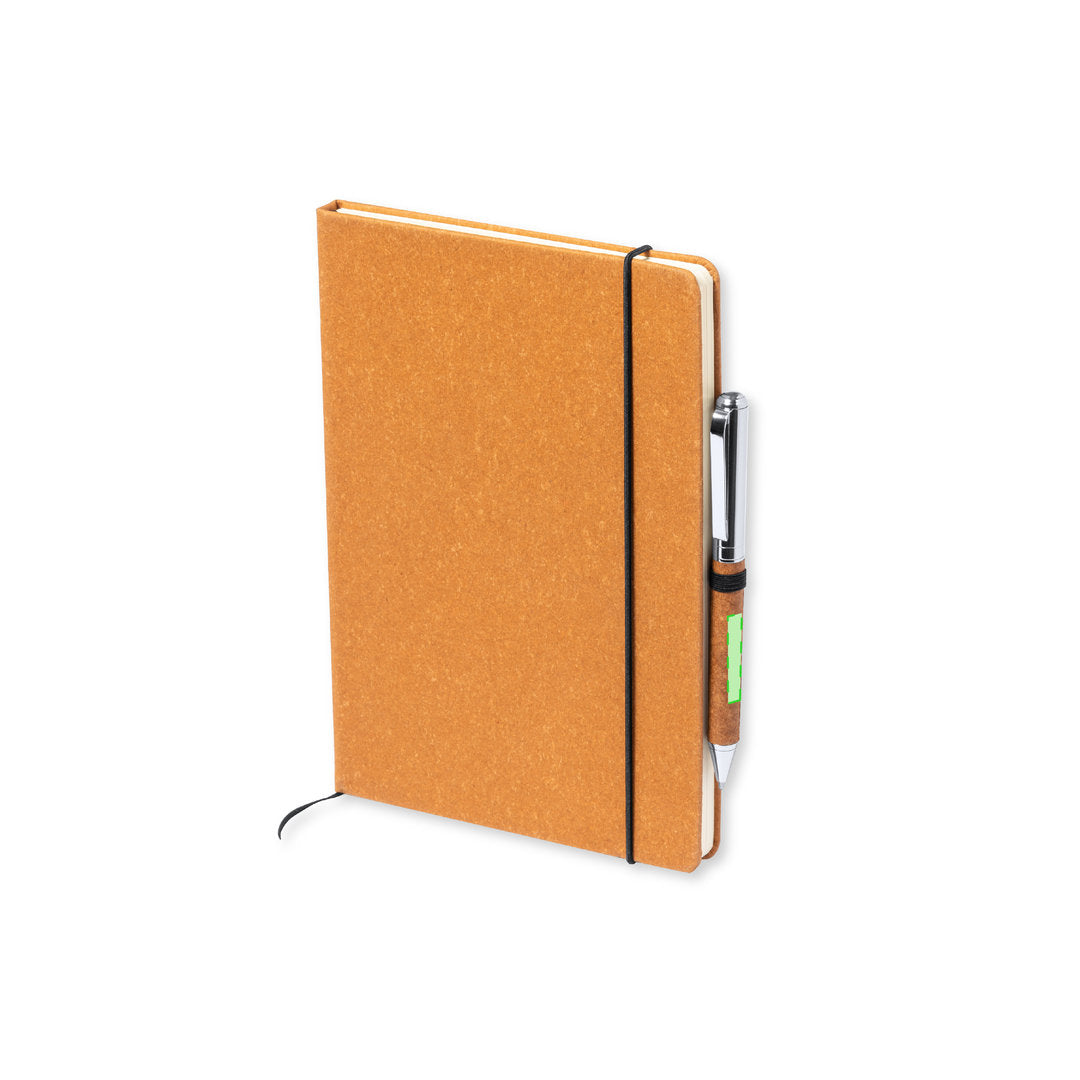 Set bloc-note et stylo en cuir recyclé NAUTHAX