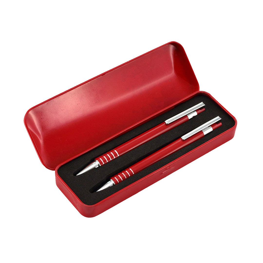 Ensemble de stylo à poussoir et porte-mines au design original bicolore. personnalisable logo entreprise