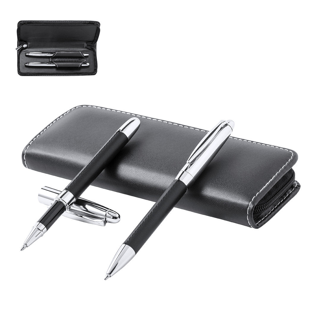 Set de stylos avec étui en similicuir NIVEUM