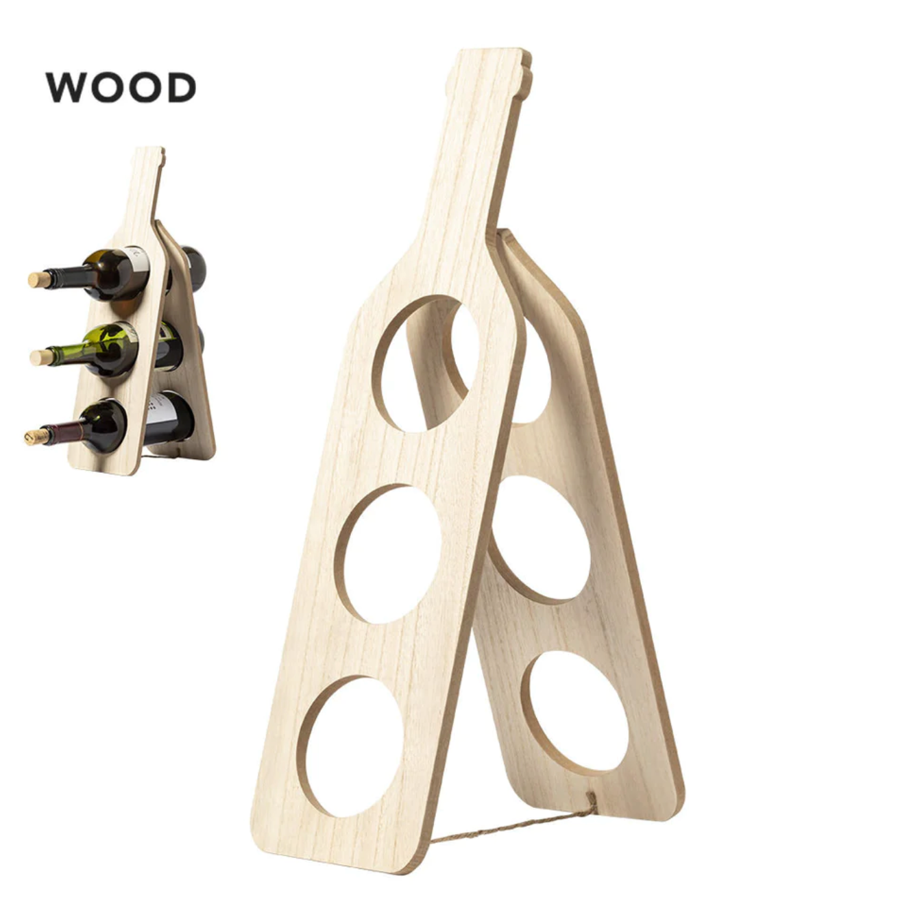 Porte-bouteilles pliants originaux en forme de bouteille et en bois