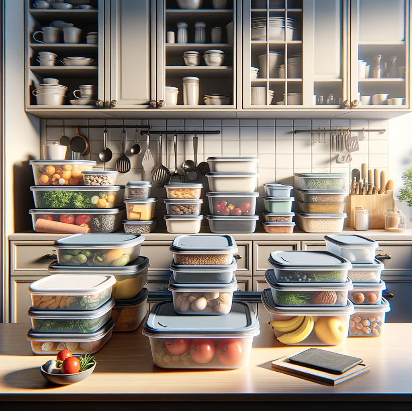Tupperwares avec de la nourritures dedans