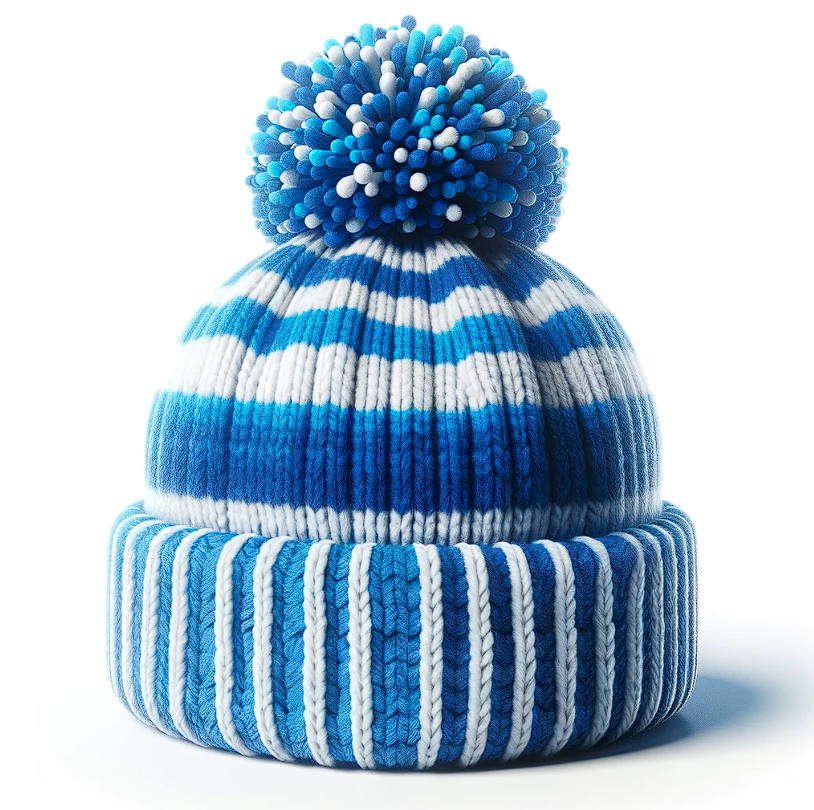 Bonnet bleu et blanc en laine
