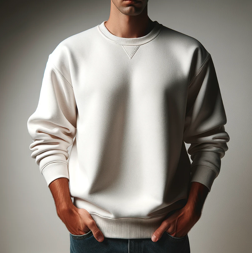 Homme avec sweat blanc et un jean bleu