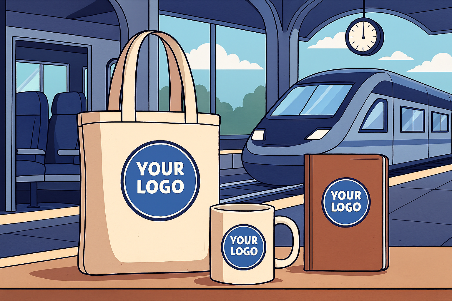 tote bag, mug et agenda avec logos