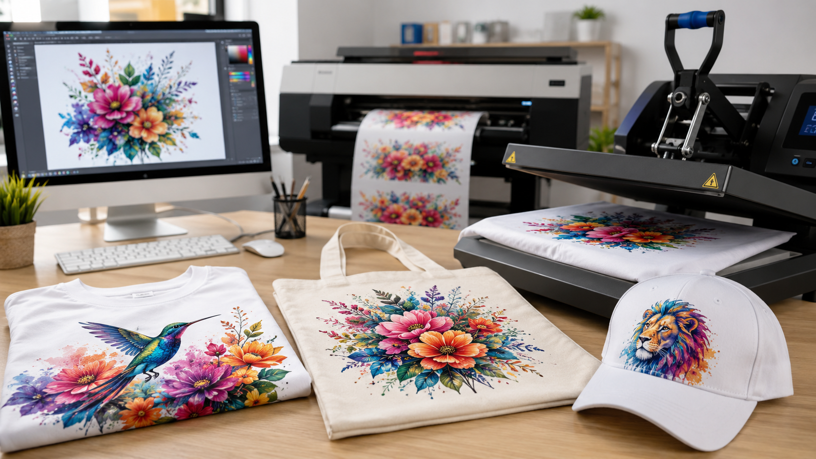 atelier d'impression aux motifs floraux colorés