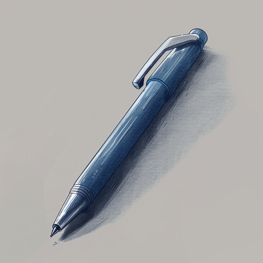 Illustration d'un stylo bleu posé sur quelque chose