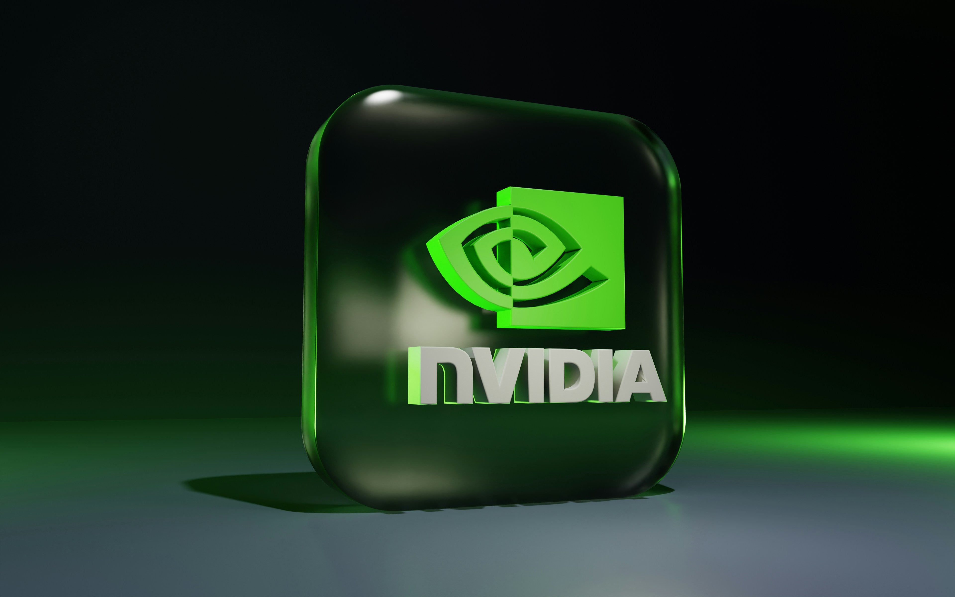 logo nvidia aux couleurs vert néon et des couleurs sombres