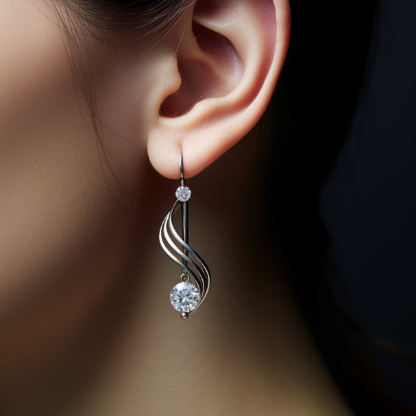 Illustration d'une belle boucle d'oreille portée par l'oreille d'une femme