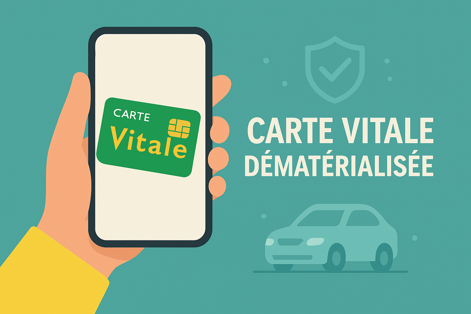 carte vitale dématérialisée en photo sur un smartphone tenu par une main
