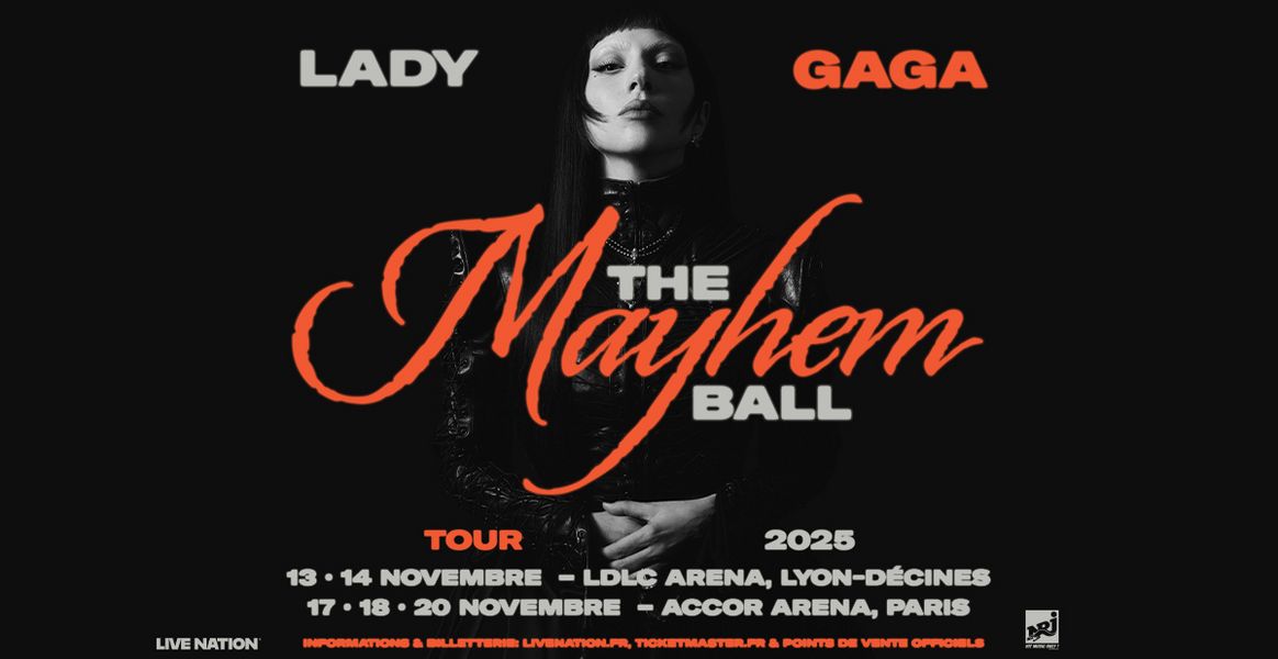 affiche officielle tournée lady gaga - the mayhem ball - couleurs sombres