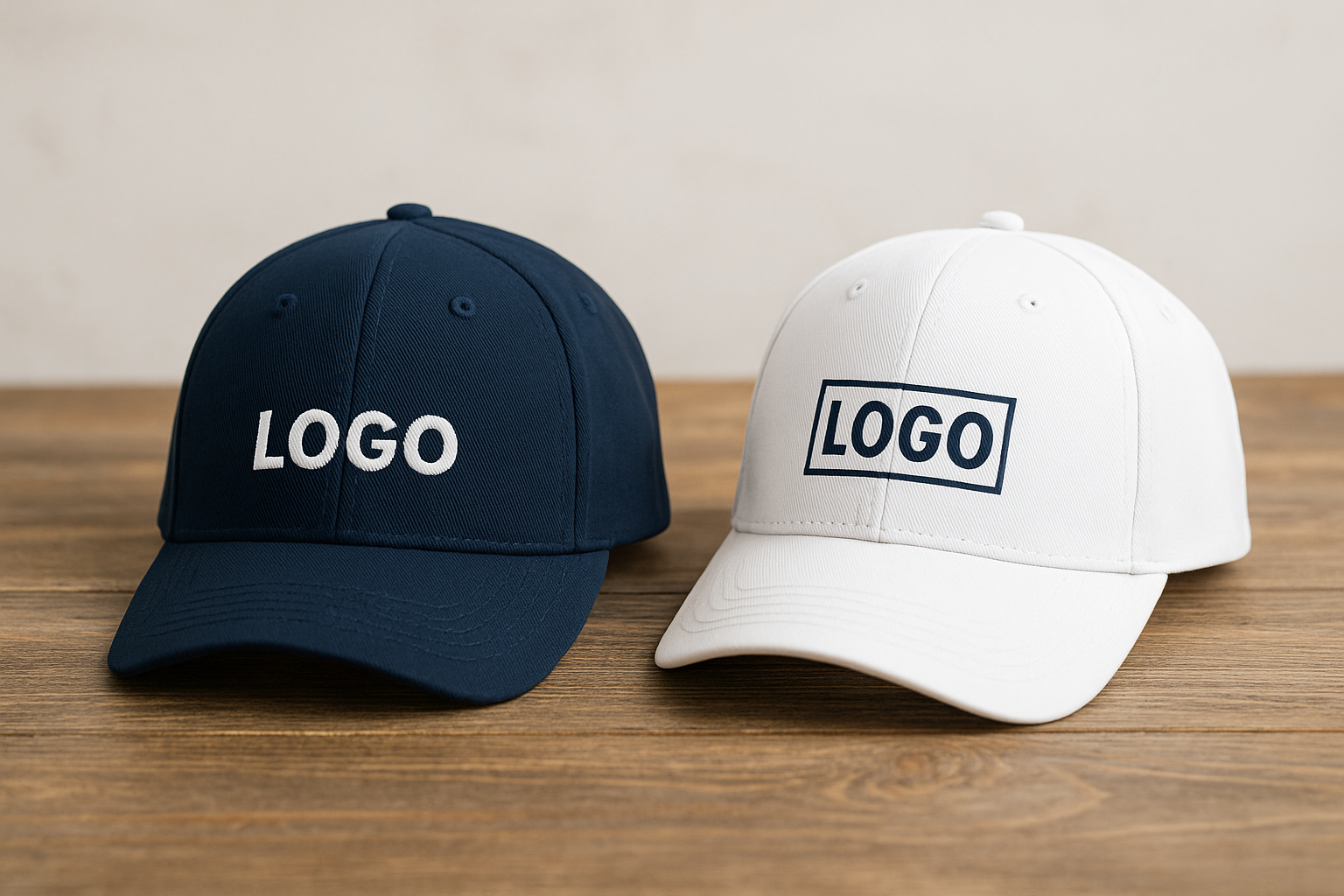 deux casquettes avec logo brodé au centre