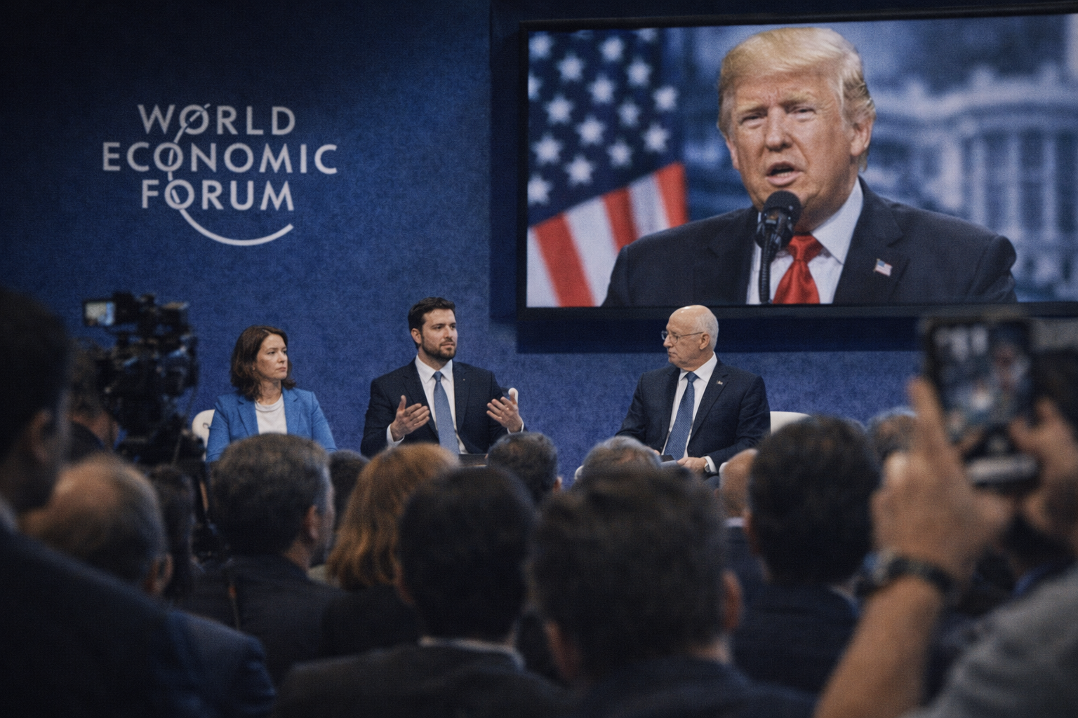 donald trump qui s'exprime au forum mondial