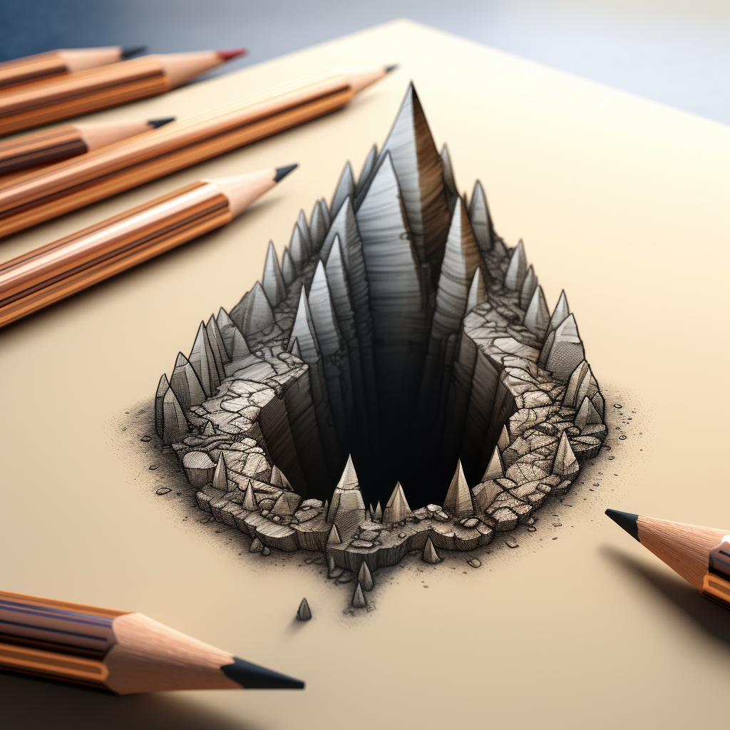 Plusieurs crayons à papier entourent un très beau dessin sur feuille