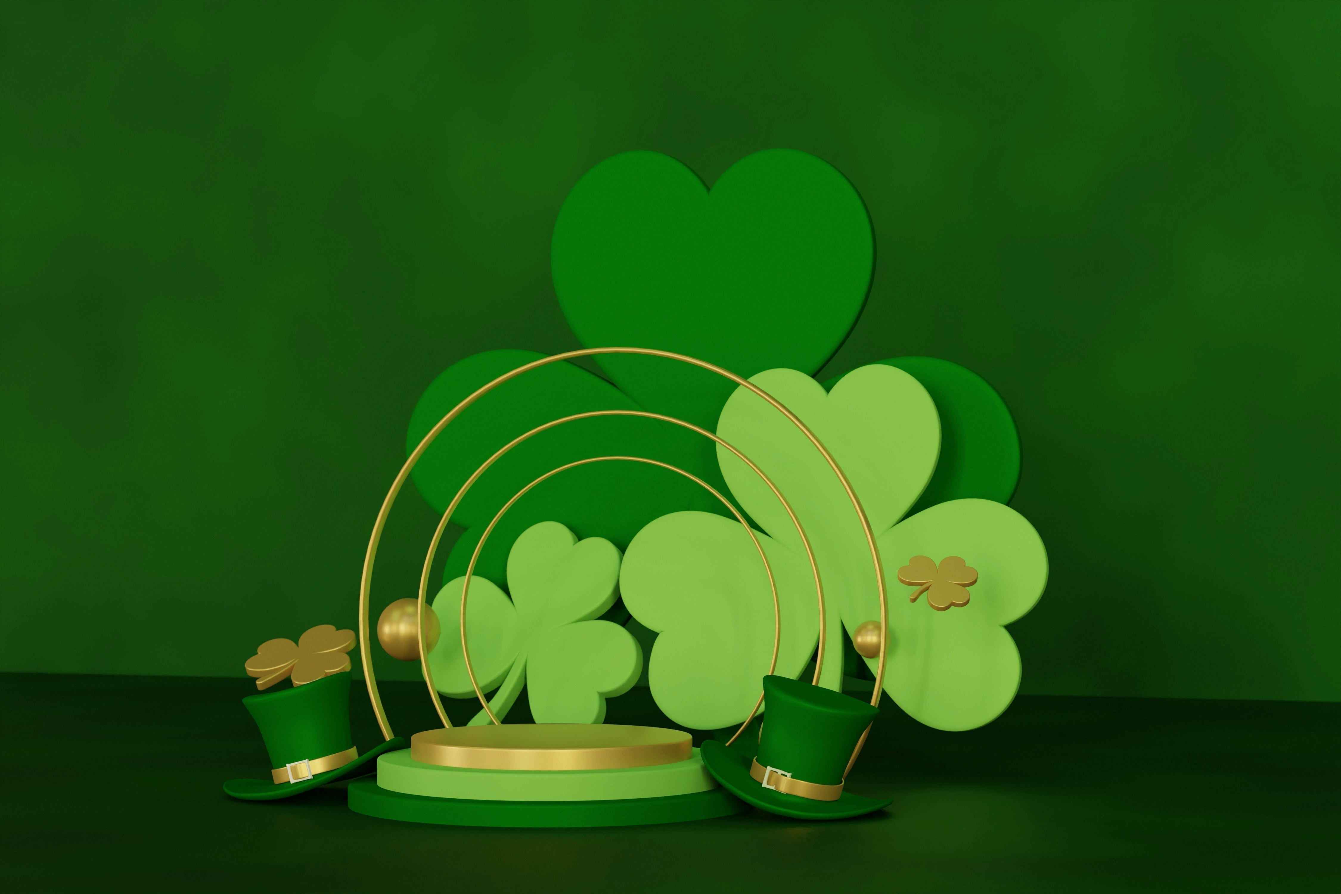 tout vert, trèfles, chapeau saint Patrick