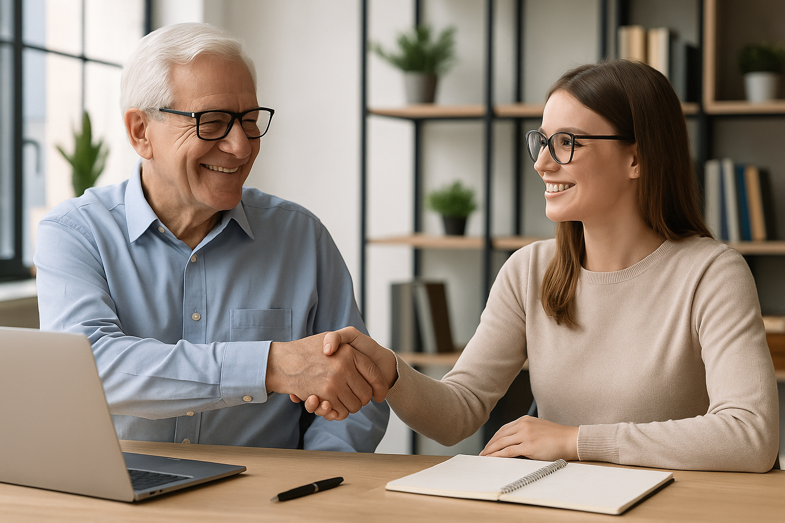 homme avec lunette et chemise avec femme qui a un pull et des lunettes