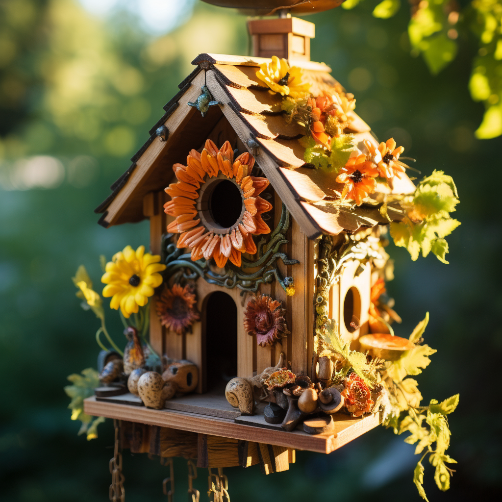 Très jolie maison d'oiseaux personnalisables avec des motifs rappelant le printemps