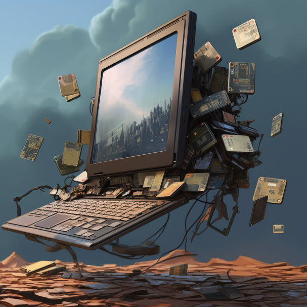 Illustration d'un ordinateur qui déborde de mémoire grâce aux lecteurs de carte mémoire trans laser