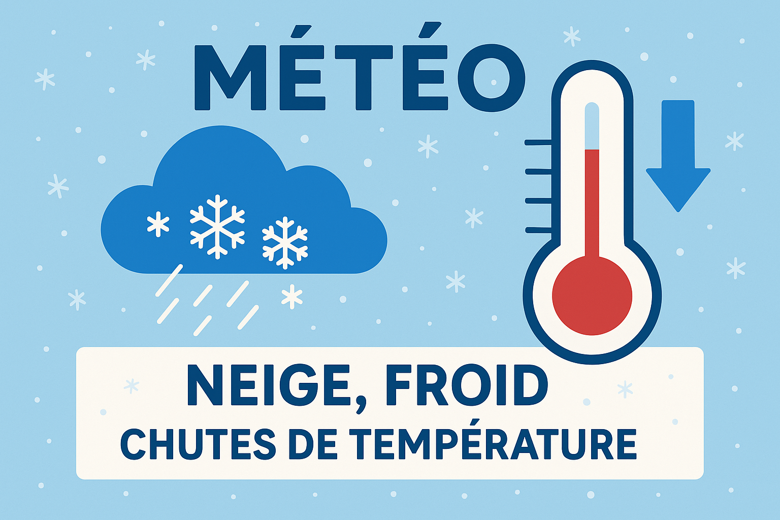 meteo neige froid, thermomètre et nuage avec des glaçons