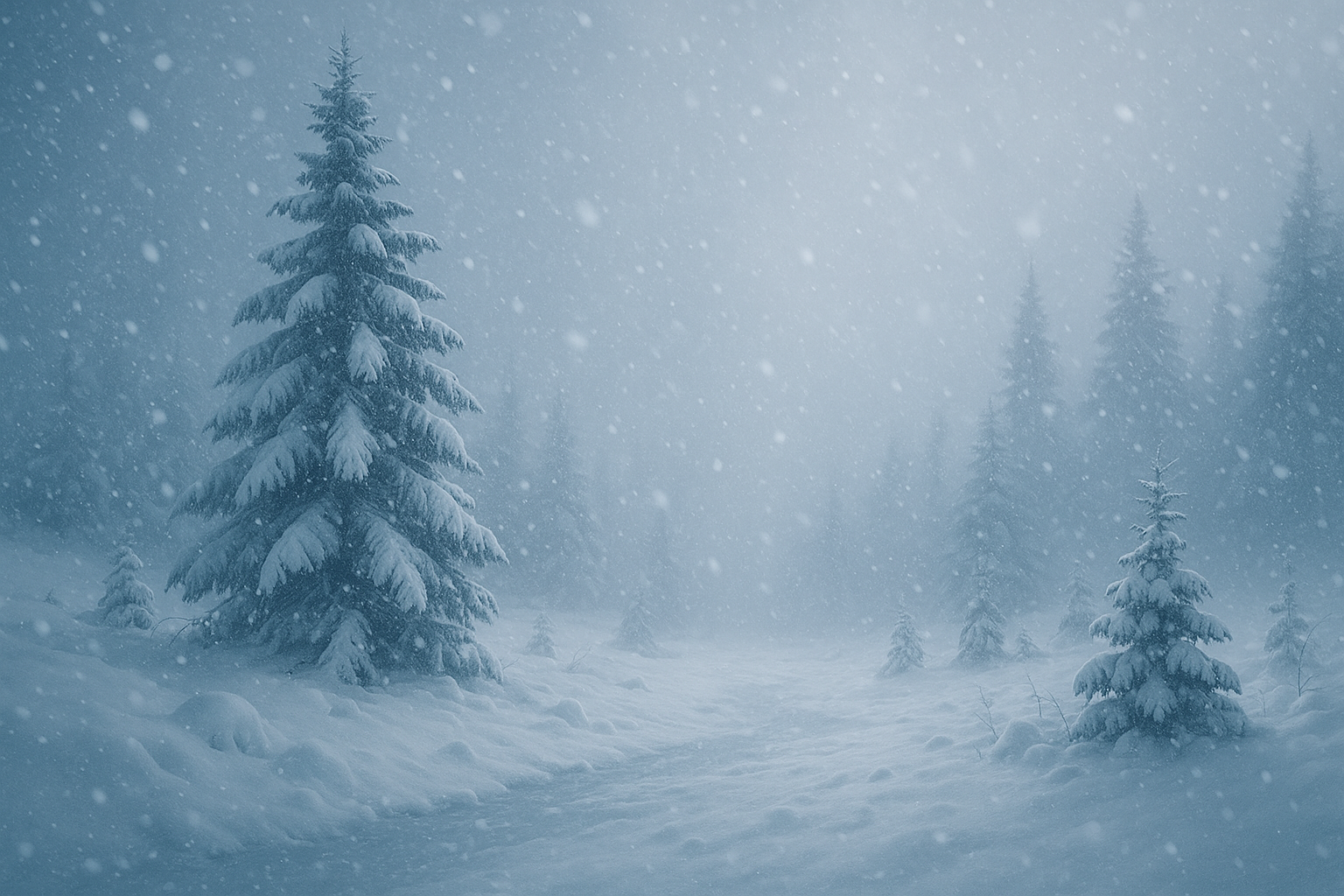 sapins dans une foret enneige