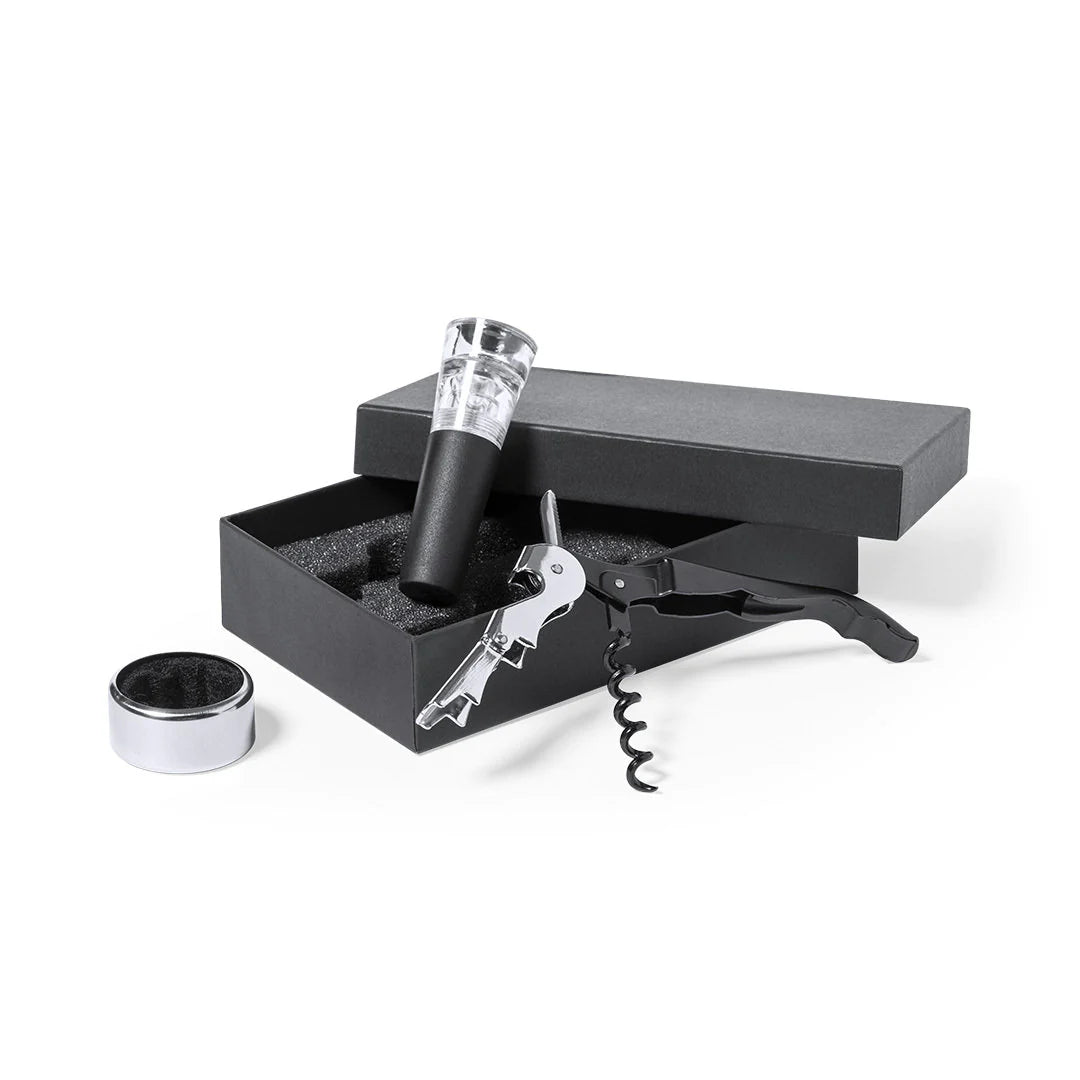 set de vin dans une boite noir 