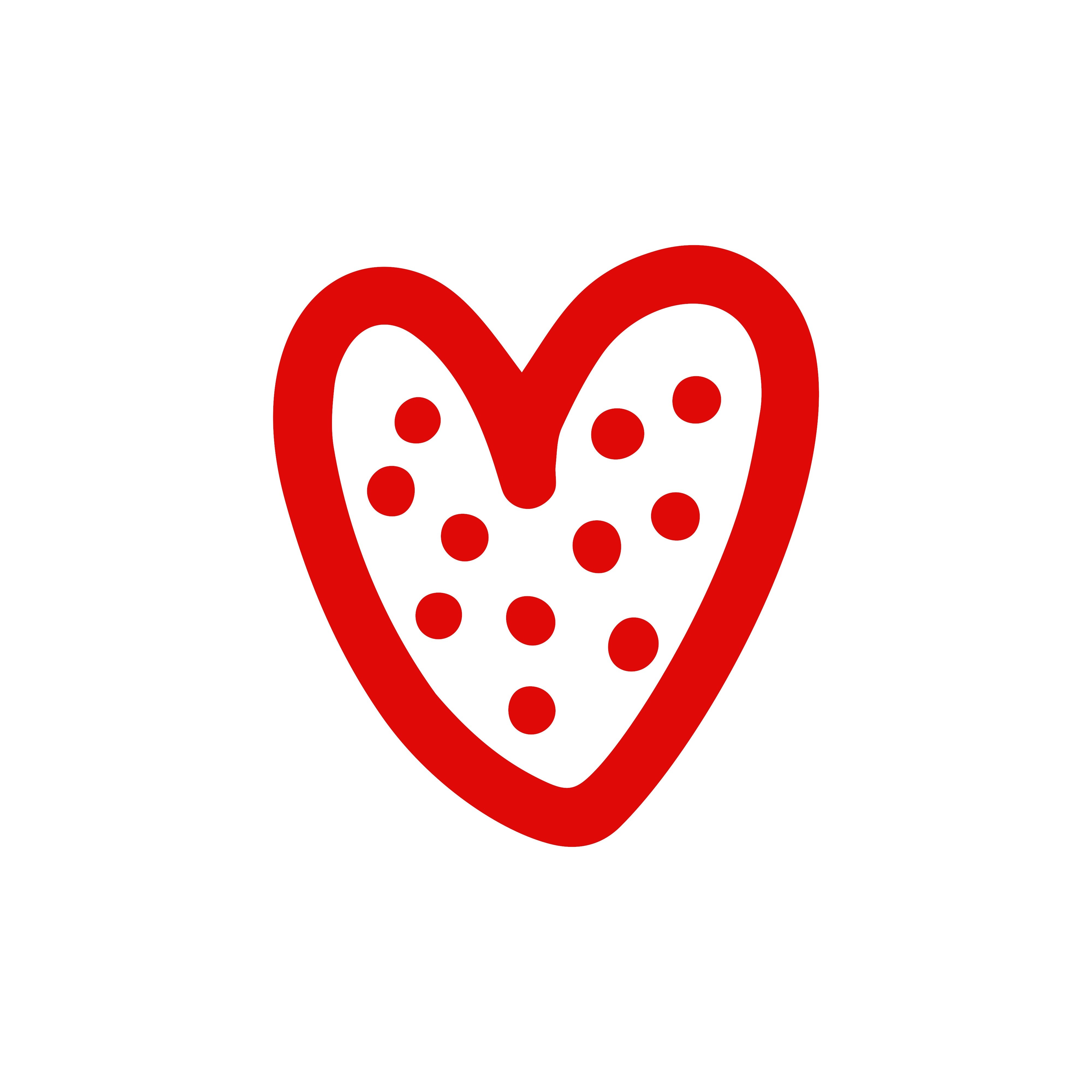 coeur rouge avec des points dedans 
