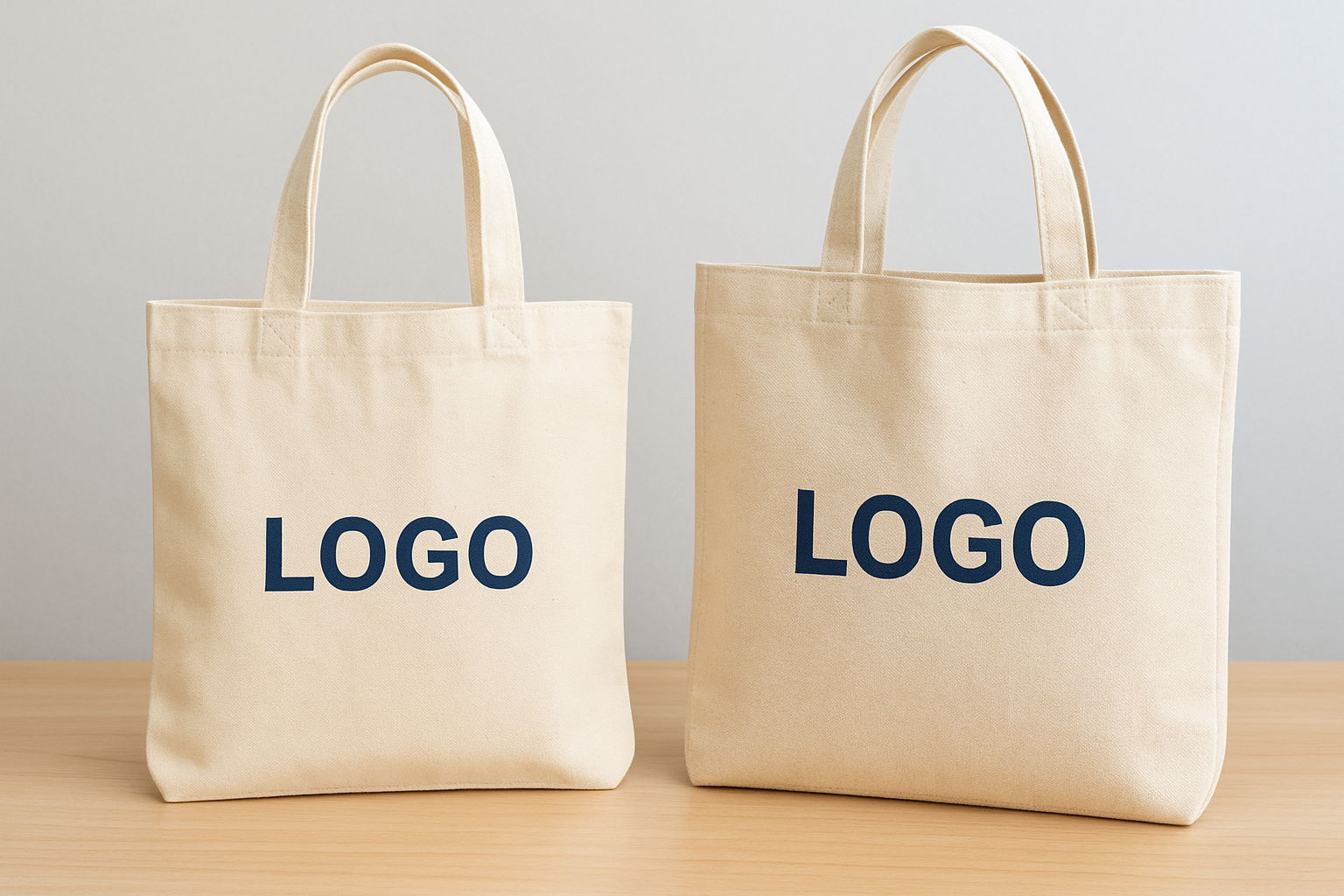 sac tissé en toile légère et toile épaisse avec logo au centre
