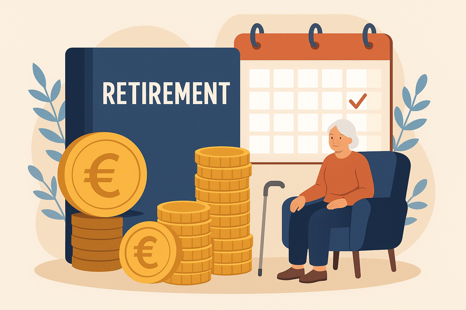 vielle femme a la retraite avec des grosses pieces sur sa gauche