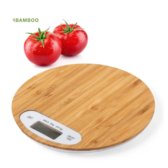 balance de cuisine en bambou personnalisable