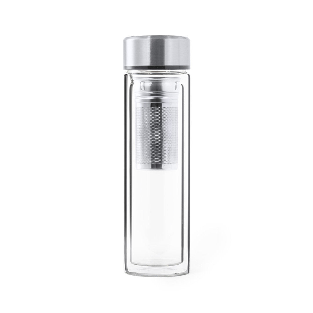 Thermos acier inoxydable et verre borosilicaté sans bpa 390ml BEKINS logo marque