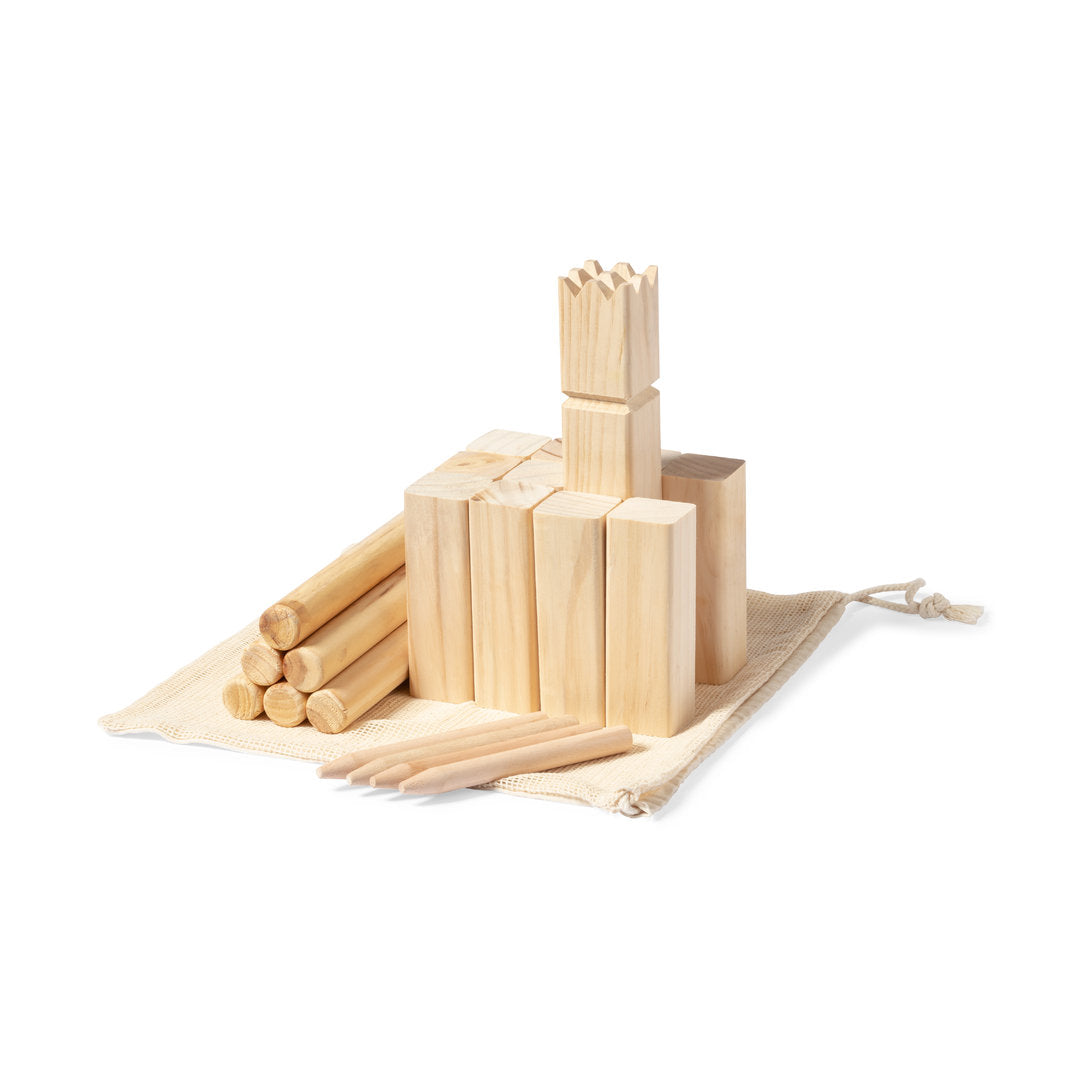 Jeu de kubb en bois de pin résistant - Activité ludique en plein air