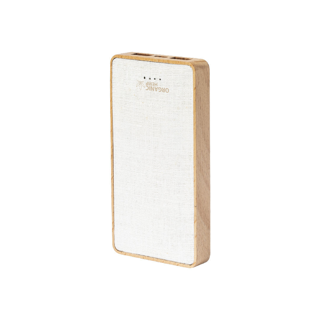 Power Bank 8000 mAh chanvre et bois naturel MESKAT avec matériaux naturels