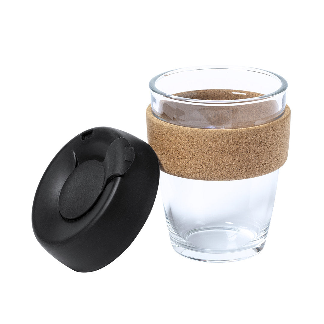 Verre avec bande extérieure en liège naturel sans bpa 350 ml TARKOL logo entreprise