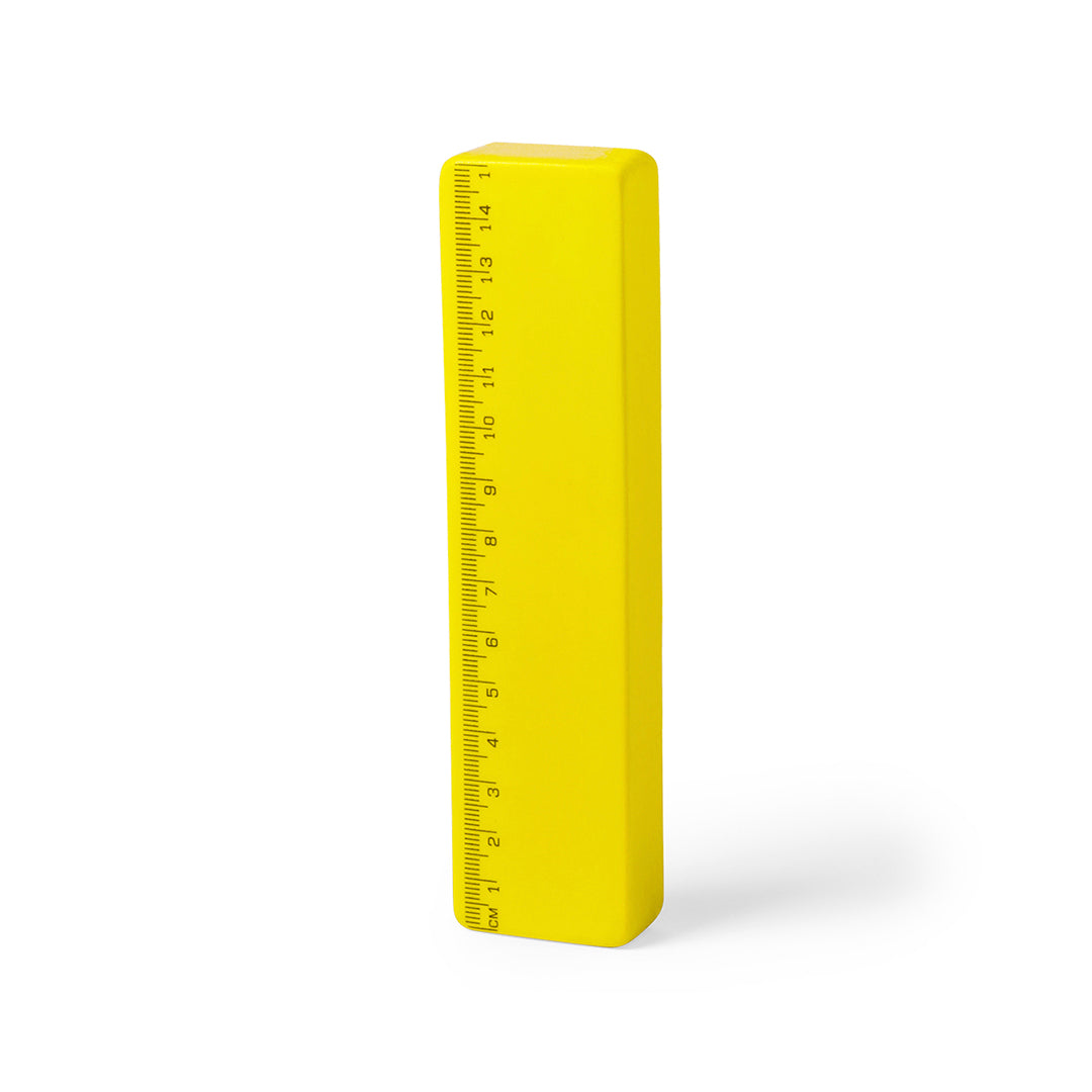 Règle antistress jaune à la verticale