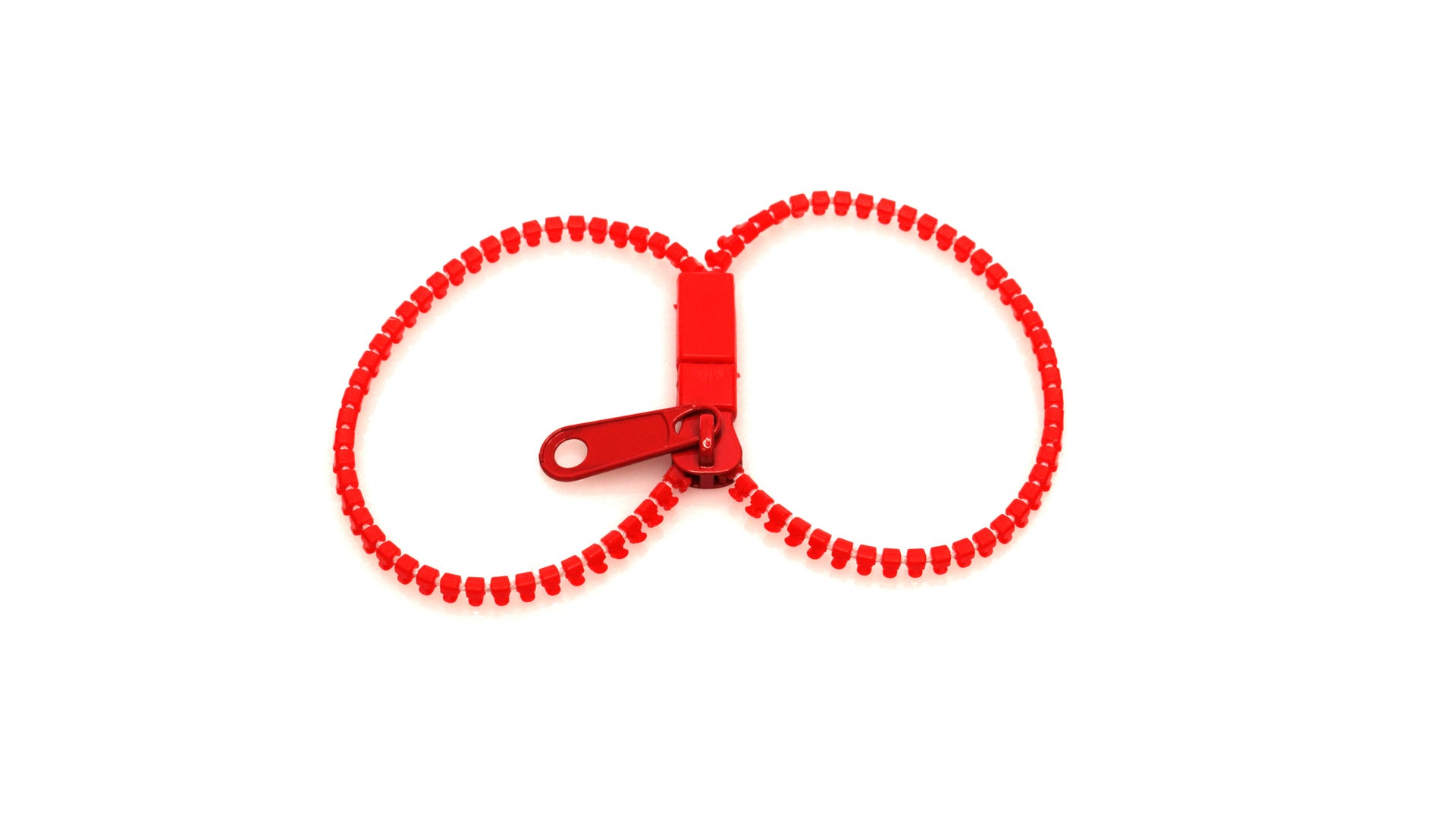 Bracelet rouge en fermeture éclaire ouverte 